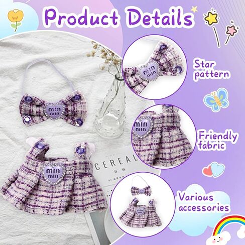 Doll Outfit Set for 17cm Dolls, 2 Piece Clothes Set for Doll, Premium Fashion Dresses for Dolls Accessories Suit (NO Doll) (Pink) in Saudi Arabia