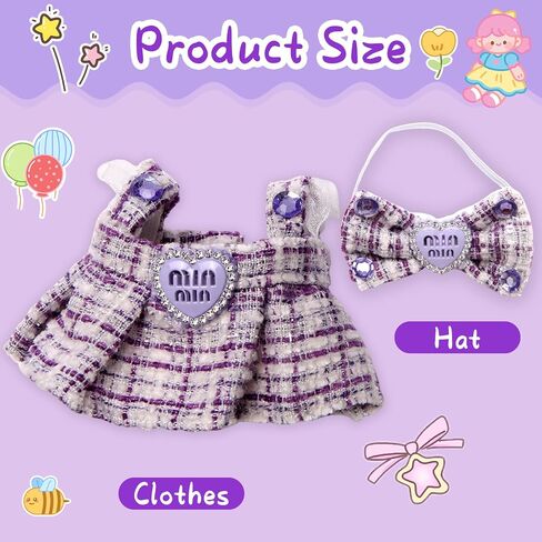 Doll Outfit Set for 17cm Dolls, 2 Piece Clothes Set for Doll, Premium Fashion Dresses for Dolls Accessories Suit (NO Doll) (Pink) in Saudi Arabia