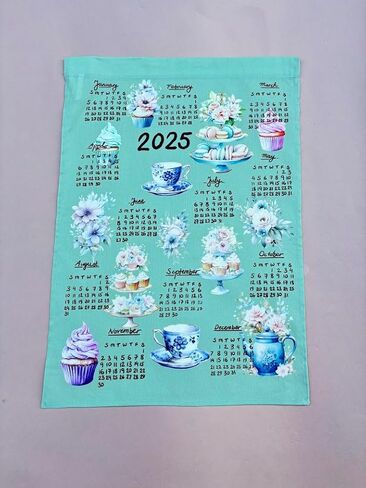 Food themed 2025 Calendar Towel, 2025 Linen calendar, Foodie lover gift (Cupcake on cream) in Saudi Arabia