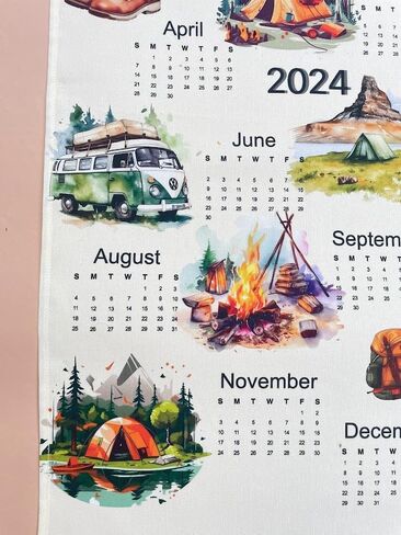 Travel themed 2025 Calendar Towel, Linen calendar, Wall calendar for him (Beach houses) in Saudi Arabia