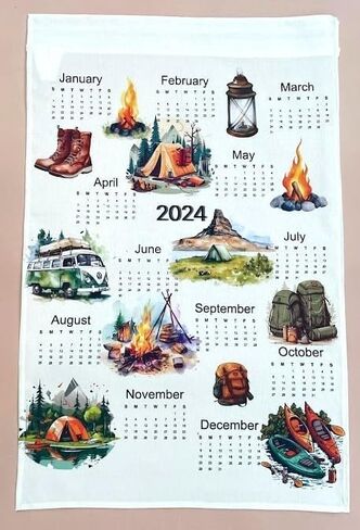 Travel themed 2025 Calendar Towel, Linen calendar, Wall calendar for him (Beach houses) in Saudi Arabia
