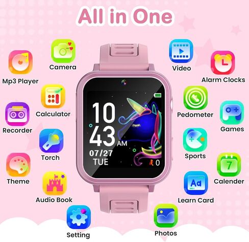 Kids Game Smart Watch for Kids with 24 Puzzle Games HD Touchscreen Camera Music Player Pedometer Alarm Clock Calculator Flashlight 12/24hr Kids Watch Gift for 4-12 Year Old Boys Toys for Kids in Saudi Arabia
