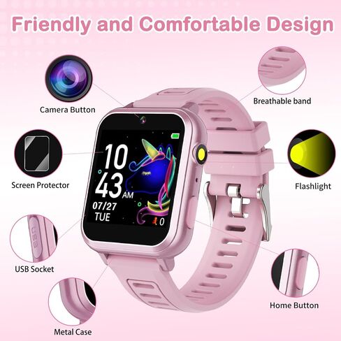 Kids Game Smart Watch for Kids with 24 Puzzle Games HD Touchscreen Camera Music Player Pedometer Alarm Clock Calculator Flashlight 12/24hr Kids Watch Gift for 4-12 Year Old Boys Toys for Kids in Saudi Arabia
