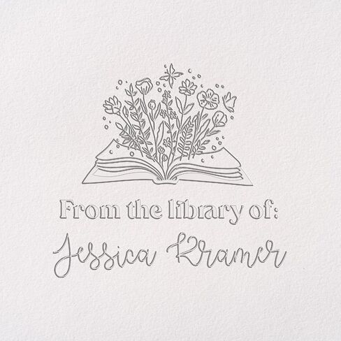 Personalized Book Embosser - Customizable Embosser Stamp for Crisp, Clear Impressions - Perfect for Bookplates, Endpapers, and Covers - Custom Embosser for Personal Libraries - Floral Designs in Saudi Arabia