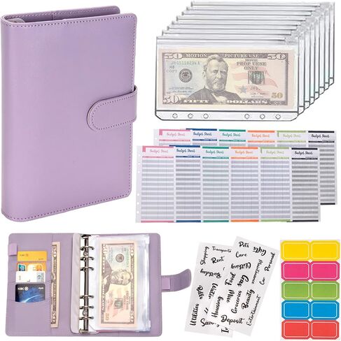 NICOOTHBudget Binder Cash Envelopes A6 Money Saving Binder with Zipper envelopes (Purple) in Saudi Arabia