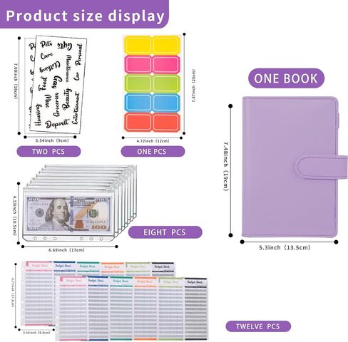NICOOTHBudget Binder Cash Envelopes A6 Money Saving Binder with Zipper envelopes (Purple) in Saudi Arabia