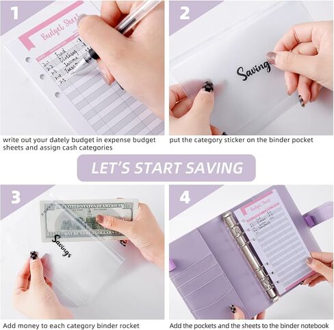 NICOOTHBudget Binder Cash Envelopes A6 Money Saving Binder with Zipper envelopes (Purple) in Saudi Arabia