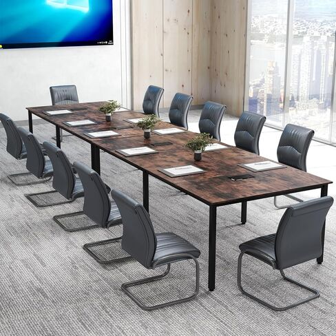 طاولة مؤتمر Tangkula 8 FT ، 95 "× 48" مكتب كمبيوتر مستطيل مع إطار معدني شاق ، 2 كبلات ، طاولة ندوة حديثة لغرفة الاجتماع ، قاعة الاجتماع (أبيض ، 1) in Kuwait