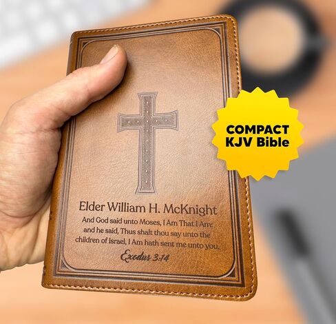 Custom Personalized Small Compact KJV Holy Bible | Compact Faux Leather Bible Name in Gold | Larger Print | King James Version Lay Flat Design | Pink in Saudi Arabia