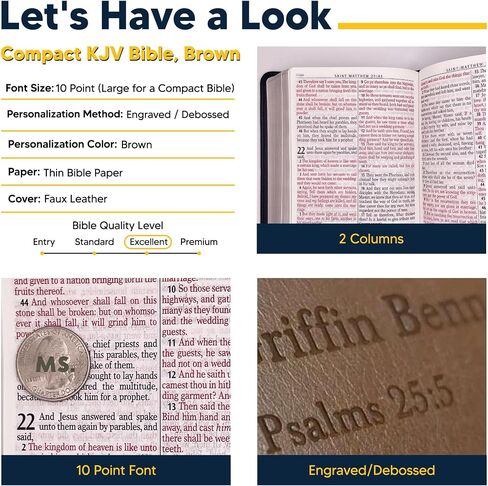 Custom Personalized Small Compact KJV Holy Bible | Compact Faux Leather Bible Name in Gold | Larger Print | King James Version Lay Flat Design | Pink in Saudi Arabia