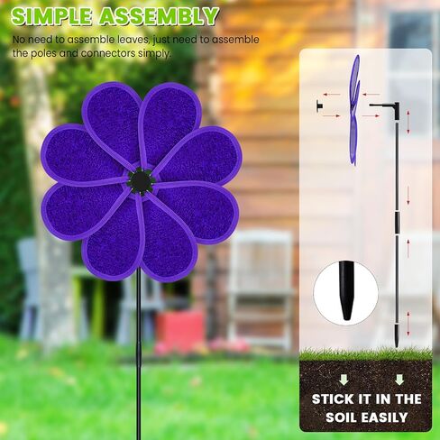 4 PCS 11.4" W x 28" H Reflective Pinwheels Sparkly Lawn Wind Spinners Colorful Rainbow Windmill for Garden Decoration Bird Devices Deterrent to Scare Birds Away（Multicolor） in Kuwait