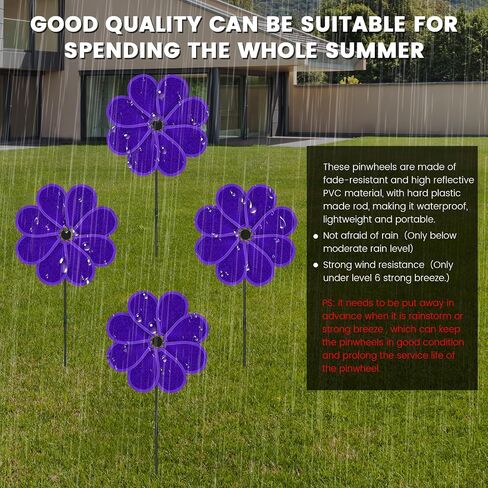 4 PCS 11.4" W x 28" H Reflective Pinwheels Sparkly Lawn Wind Spinners Colorful Rainbow Windmill for Garden Decoration Bird Devices Deterrent to Scare Birds Away（Multicolor） in Kuwait