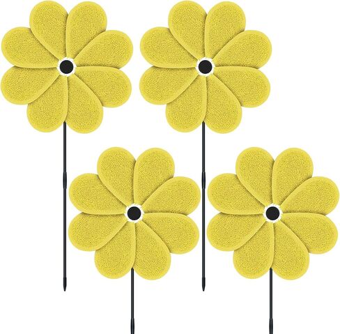 4 PCS 11.4" W x 28" H Reflective Pinwheels Sparkly Lawn Wind Spinners Colorful Rainbow Windmill for Garden Decoration Bird Devices Deterrent to Scare Birds Away（Multicolor） in Kuwait