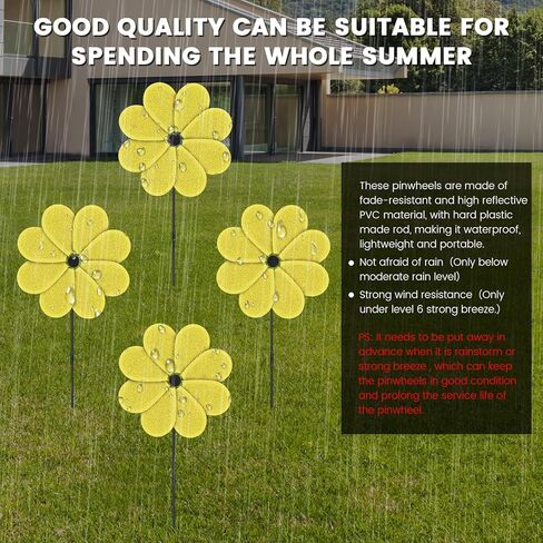 4 PCS 11.4" W x 28" H Reflective Pinwheels Sparkly Lawn Wind Spinners Colorful Rainbow Windmill for Garden Decoration Bird Devices Deterrent to Scare Birds Away（Multicolor） in Kuwait