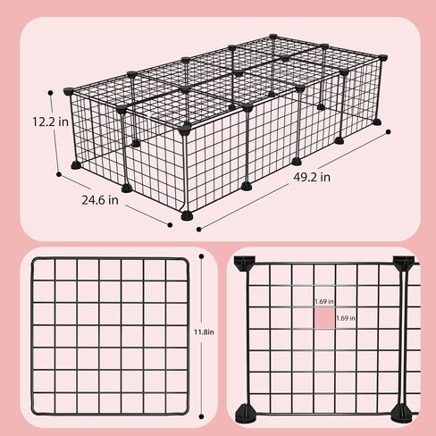 أقفاص خنازير غينيا مع الباب والأعلى ، 50 × 25 × 12 بوصة قفص حيوان صغير ، 20 مساءً ألواح الشبكة المعدنية للعب حيوان صغير ، قفص قابلة للتوسيع لخنازير غينيا والأرانب والهامستر والقنفذ ، هريتن in Kuwait