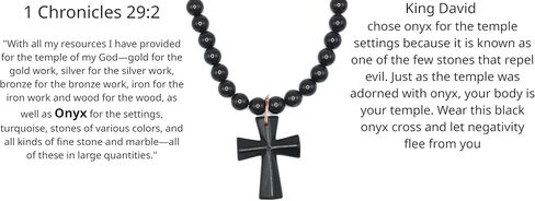 Black Onyx Cross Necklace for Men | Spiritual Protection Jewelry | Gemstone Cross Necklace for Women | Religious Fashion Accessory | 6mm 22" in Saudi Arabia
