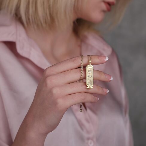 قلادة اسم قلادة Cartouche المخصصة ، مجوهرات مصر الهيروغليفية من HSTUDIO (XS ، 925K STERLING SIVAL) (S ، 925K Sterling Silver) in Saudi Arabia