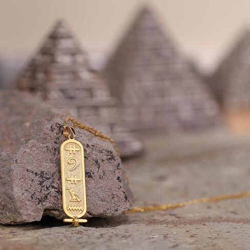 قلادة اسم قلادة Cartouche المخصصة ، مجوهرات مصر الهيروغليفية من HSTUDIO (XS ، 925K STERLING SIVAL) (S ، 925K Sterling Silver) in Saudi Arabia