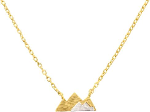 Two-Tone Gold and Silver Color Mixed Mountain Pendant Necklace, 18K Gold Dipped Mountain Necklace, Nature Mountain Lovers Necklace (Gold) in Saudi Arabia