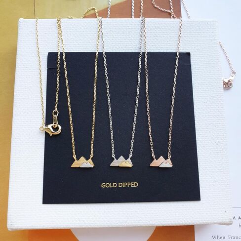 Two-Tone Gold and Silver Color Mixed Mountain Pendant Necklace, 18K Gold Dipped Mountain Necklace, Nature Mountain Lovers Necklace (Gold) in Saudi Arabia