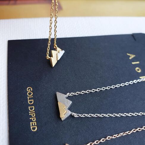 Two-Tone Gold and Silver Color Mixed Mountain Pendant Necklace, 18K Gold Dipped Mountain Necklace, Nature Mountain Lovers Necklace (Gold) in Saudi Arabia