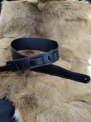 Guitar Strap; Personalizable; Genuine Leather; Water Buffalo Leather; Black in Saudi Arabia