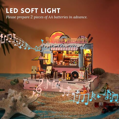 DIY Miniature House Kit (Sweet Dessert Truck) Tiny Dollhouse Kits for Adults to Build, Mini Model Kits with LED&Music Box, Wooden Adults Crafts Puzzles, Birthday Gifts for Family Friends in Kuwait