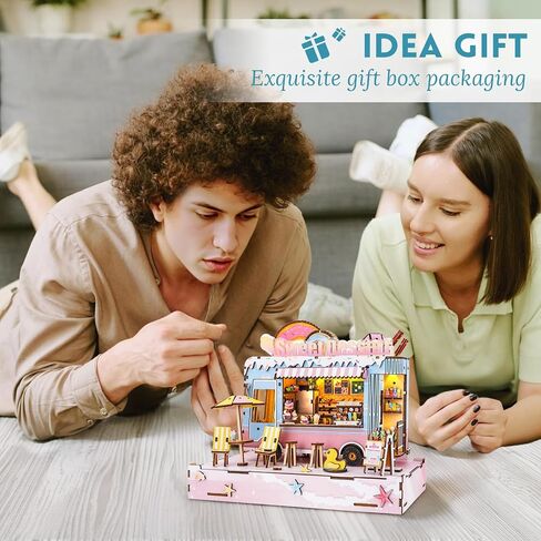 DIY Miniature House Kit (Sweet Dessert Truck) Tiny Dollhouse Kits for Adults to Build, Mini Model Kits with LED&Music Box, Wooden Adults Crafts Puzzles, Birthday Gifts for Family Friends in Kuwait