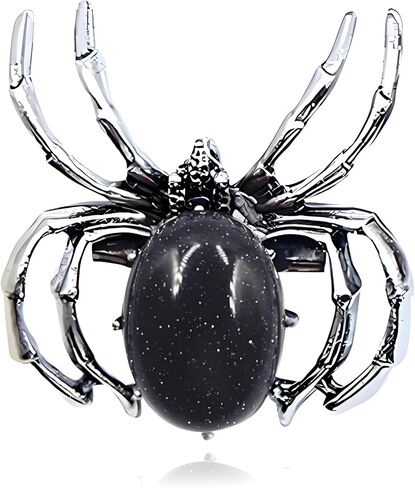 Halloween Spider Brooch for Women Handmade Fashion Natural Stone Spider Brooches Pins Halloween Costume Accessories (Black) in Saudi Arabia