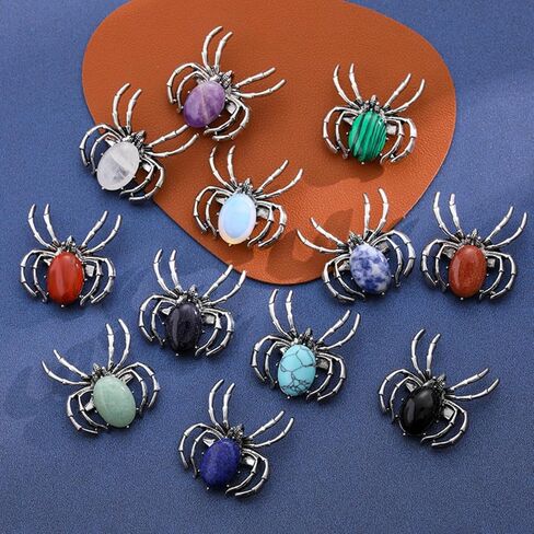 Halloween Spider Brooch for Women Handmade Fashion Natural Stone Spider Brooches Pins Halloween Costume Accessories (Black) in Saudi Arabia