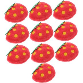 10pcs Plush Strawberry Cat Toys Chew Play Dolls for Pets Funny Plush Pet Decor Dot Pattern Strengthen Bond Keep Home Tidy