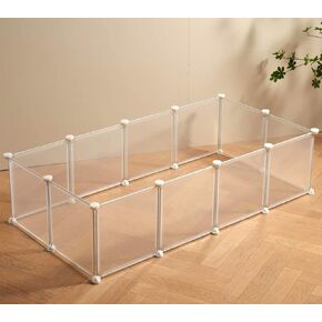 Transparent Clear Small Animal Playpen, Guinea Pig Cages, Puppy Dog Playpen, Pet Playpen, Rabbit Bunny Indoor Fence Pen Enclosure, White Clear Plastic Playpen,12X12 Inch, 12Panels