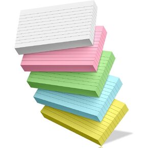 Colored Index Cards 3x5 Inch, 250 Count Ruled Flash Cards For Studying, 50 Pack Of 5, Heavy Notecards Lined School Supplies College, Neon Flashcards Cards, Lined Index Cards For Home, Office