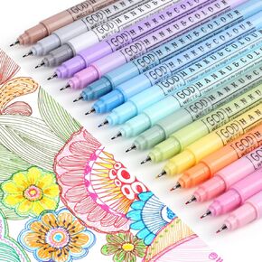 0.38mm Fine Point Pen,16 Pack Colored Fineliner Bible Pens No Bleed Through,Extra Fine Tip Marker Pens for Bullet Journaling,Planner,Coloring,Bible Study School Office Supplies