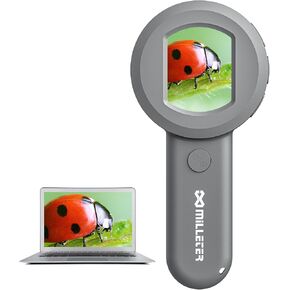 Microscope for Kids, Pocket Microscope for Toddlers, Adults Portable 100X Illuminated Jewelers Loupe, Handheld Coin Magnifier for Collectors, Educational Science Kit Toys with 8GB SD Card, Ages 3+