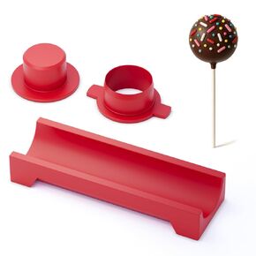 Red Deluxe Cake Pop Mold Set with Tray – Easy Cake Pop Maker & Cutter Kit – Food Safe Reusable Baking Molds for Cake Balls, Desserts, Chocolate, Ice, and DIY Party Treats & Creative Baking Fun
