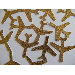 100 Gold glitter airplane airplanes confetti - Birthday Wedding party Shower decorations confetti
