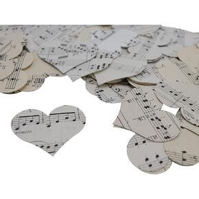 Sheet Music Heart Confetti 2 Inch Shapes 200 Piece Vintage Theme Wedding Table Scatter