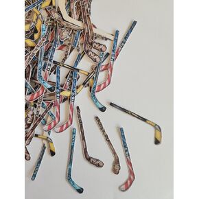 Hockey Sticks Confetti, Sports Confetti, Paper Black and Yellow Hockey Sticks, Made in USA