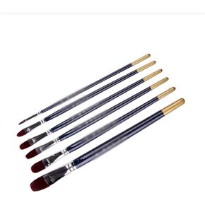 HBJWOV 6Pcs/Set Wooden Handle Watercolor Paint Pen Artist Paint Brush Nylon Hair Dark Wooden Handle Multi Purpose