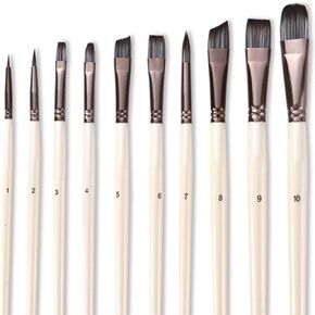 HBJWOV Paint Brushes Set for Art Acrylic Gouache Oil Watercolor Artist Canvas Synthetic Nylon Tips 10 Pack