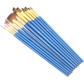 HBJWOV 12PCS Oil Painting Brush Acrylic Watercolor Brush Multi-Model Mixed Hair Lint Beginner Paint Brush Set Art Supplies