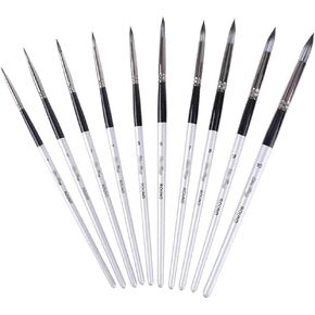 HBJWOV 10 Pcs Nylon Hair Artist Paint Brush Round Point Tip Set Tool Long Handle Supply