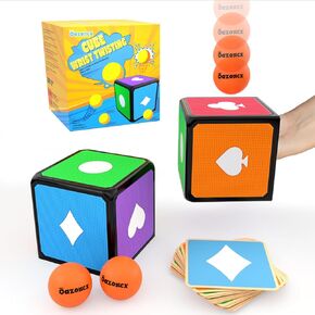 Ball Bouncing Skill Game for Teenagers and Adults,Teen boy Gifts,1 Cube,2 Balls,Coolest Gifts for Boys Girls Age 12 Year Old (Red Green Yellow Blue Purple)