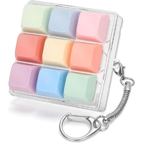 Colorful Keyboard Fidget Toys for Adults Mechanical Button Keyboard Clicker Keychain for Work Stress Relief Anxiety (9IN1-Style A)