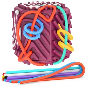 3D Upgraded Silicone Sensory Board with Built-in Storage – Fidget Travel Toys for Kids & Toddler, ADHD Autism Anxiety Relief Items (Maroon)