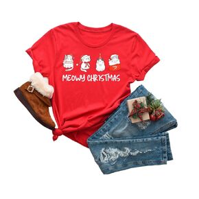 Meowy Christmas Shirt, Christmas Cat T-Shirt, Merry Christmas, Cat Lover Tees, Christmas Gift, Christmas Outfit For Baby Kids Women Men (ADULT XL, RED)