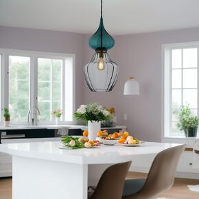 Ornamenta Modern Multicolor Lights | مصباح زجاجي معلق يدوي | تركيبات السقف لغرفة المعيشة ، وغرفة نوم ضوء السقف ، وإضاءة جزيرة المطبخ | مصابيح مصباح قلادة زجاجية مهب