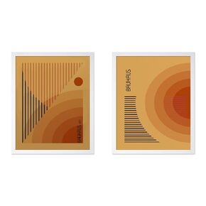 Monem Art 2-Piece Geometric Poster - Retro Minimalist Print - Rainbow, Sun, Dots, Aesthetic, Modern, Abstract - Gift for Artist, Friend - Wall Decor for Home, Office, 24x32 Unframed Wall Art