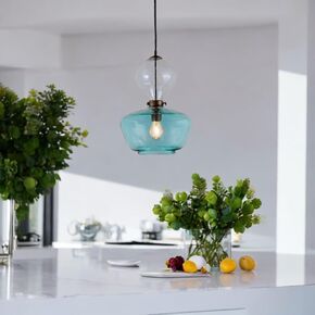 Ornamenta Modern Modern Glass Glass Light - مصباح سقف قابل للتعديل للمطبخ وغرفة المعيشة وضوء غرفة نوم - لون وقطر قابل للتخصيص - معلقة الإضاءة الإضاءة - إضاءة جزيرة مطاطية